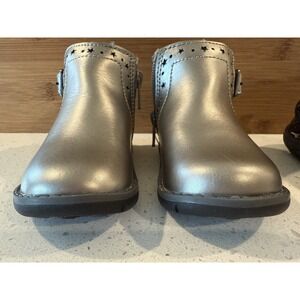 Stride Rite‎ Silver Toddler Girl Booties With Glitter And Stars Size 4 Toddler